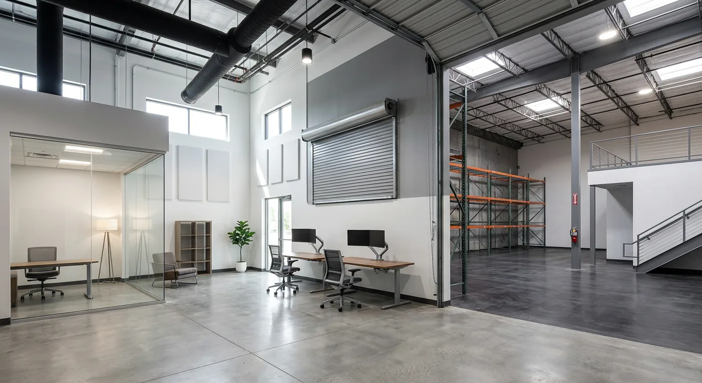 Light-industrial office-and-warehouse flex space in Ottawa by Dream Touch Renovations